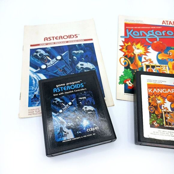 VTG Vintage 80s Atari 2600 Game Bundle - Asteroids, Kangaroo & Carnival - Picture 3 of 5